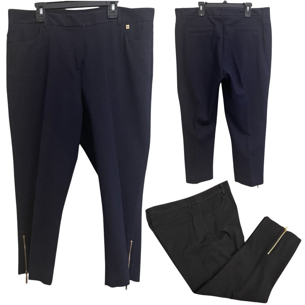 Ivanka Trump Women's Size 12 Dark Navy Blue Cropped Zipper Leg Pants